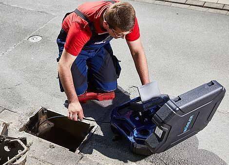 Kamerainspektion an Grundleitungen mit der Wöhler VIS 700 HD-Videoinspektionssystem